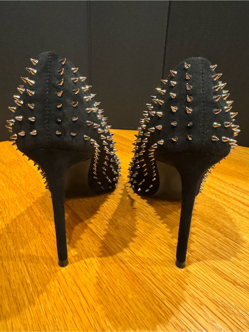 Steve Madden Vala Black Silver Stud Spike Pointed-Toe Stilettos 4” heel: size 7 - Picture 7 of 12